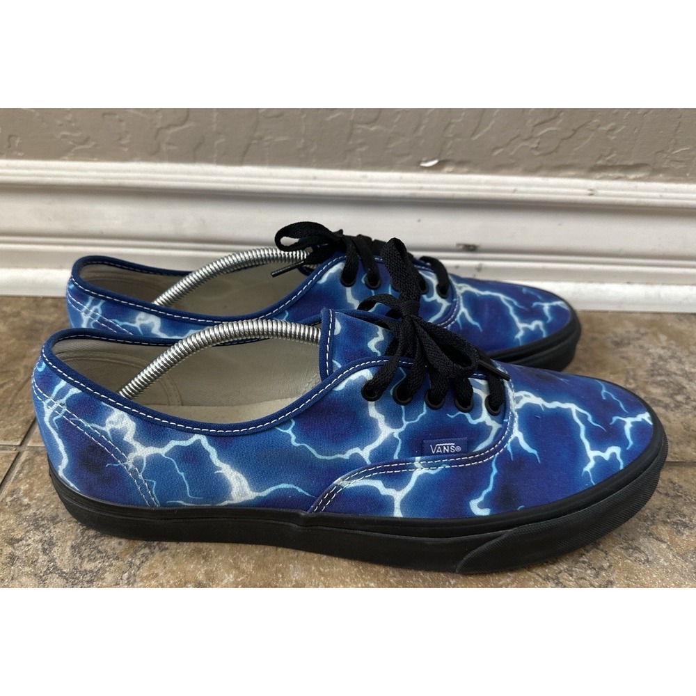 Vans Authentic Lightning Storm Print Sneakers Black Blue Electric Pattern US 13